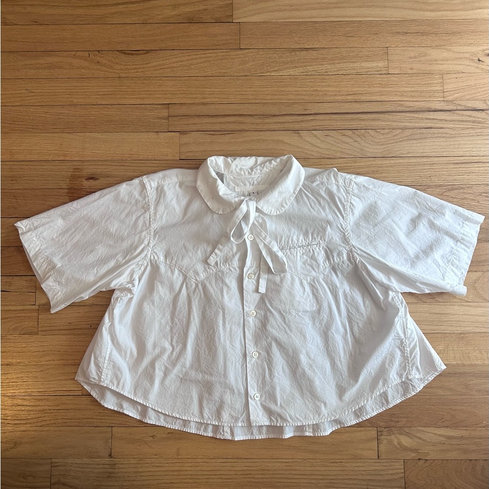 Peter Pan Collar Western Tie-Front Cropped Shirt